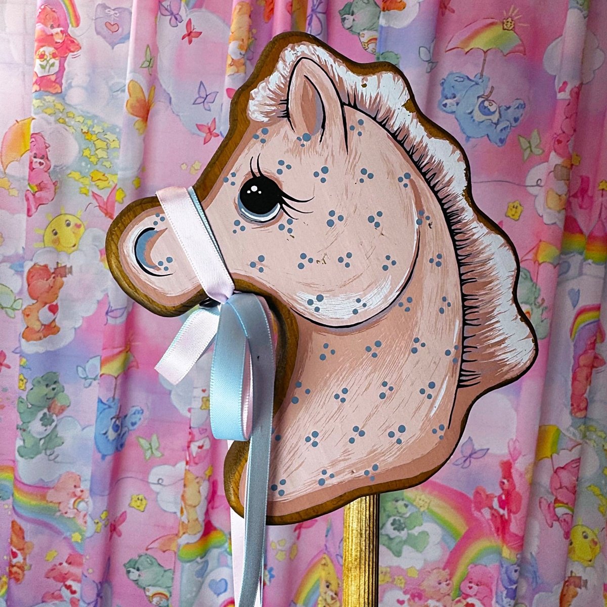 Vintage 80s Hand Painted Hobby Horse Wall Decor - Decor - ThrowbackBuys -Starbunnyvintage