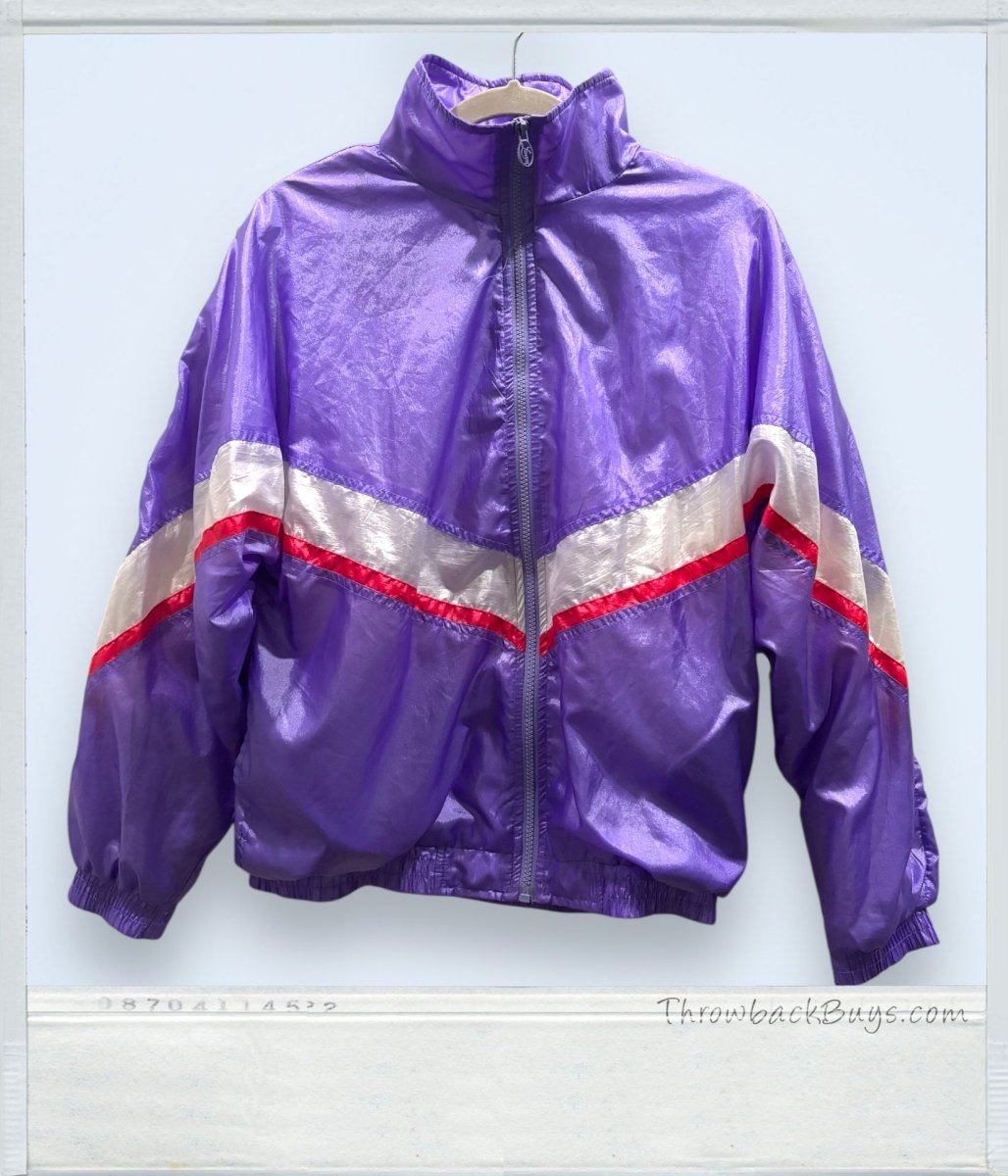 Vintage 80s - Lavon by Cheerful Corp: Purple Windbreaker Track Jacket - Jackets - ThrowbackBuys - ThrowbackBuys