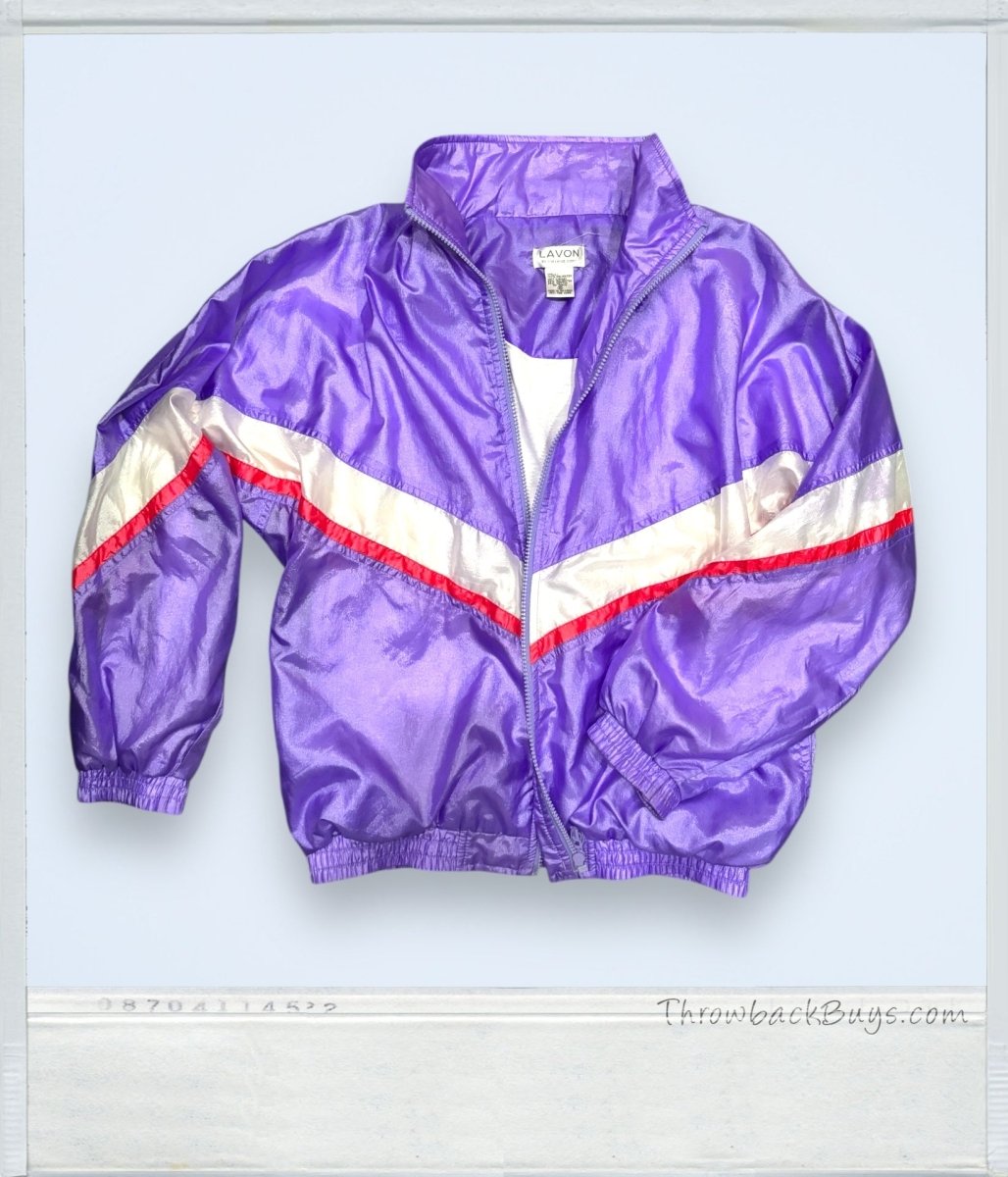 Vintage 80s - Lavon by Cheerful Corp: Purple Windbreaker Track Jacket - Jackets - ThrowbackBuys - ThrowbackBuys