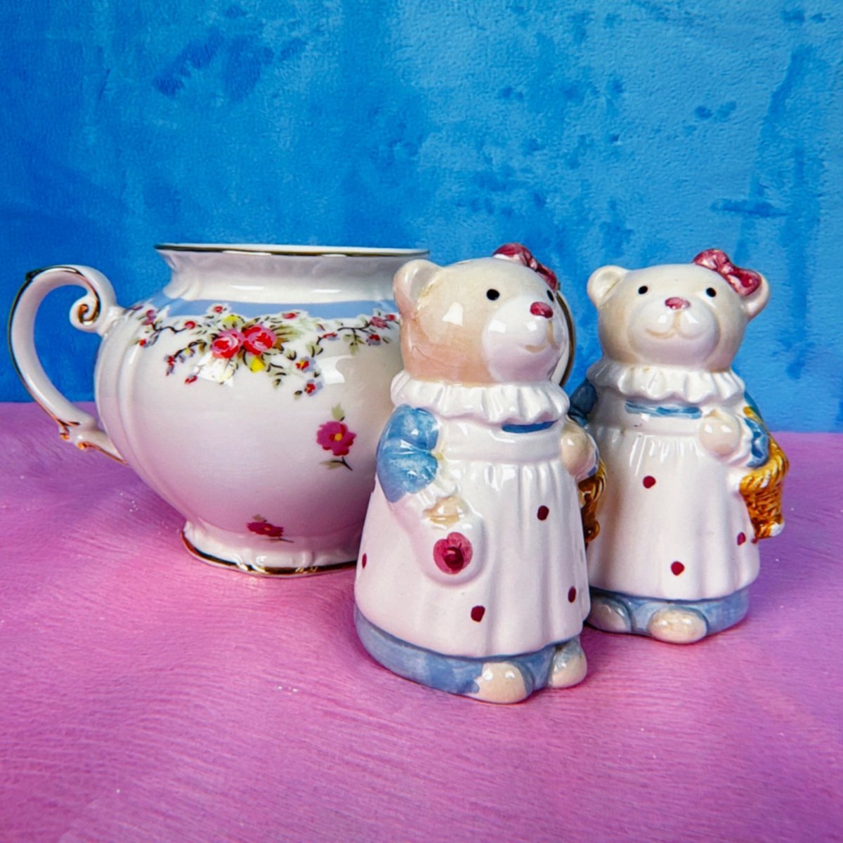 Vintage 90s Ceramic Kitchenware: Salt Shakers, Sugar Bowl - Decor - ThrowbackBuys -Starbunnyvintage