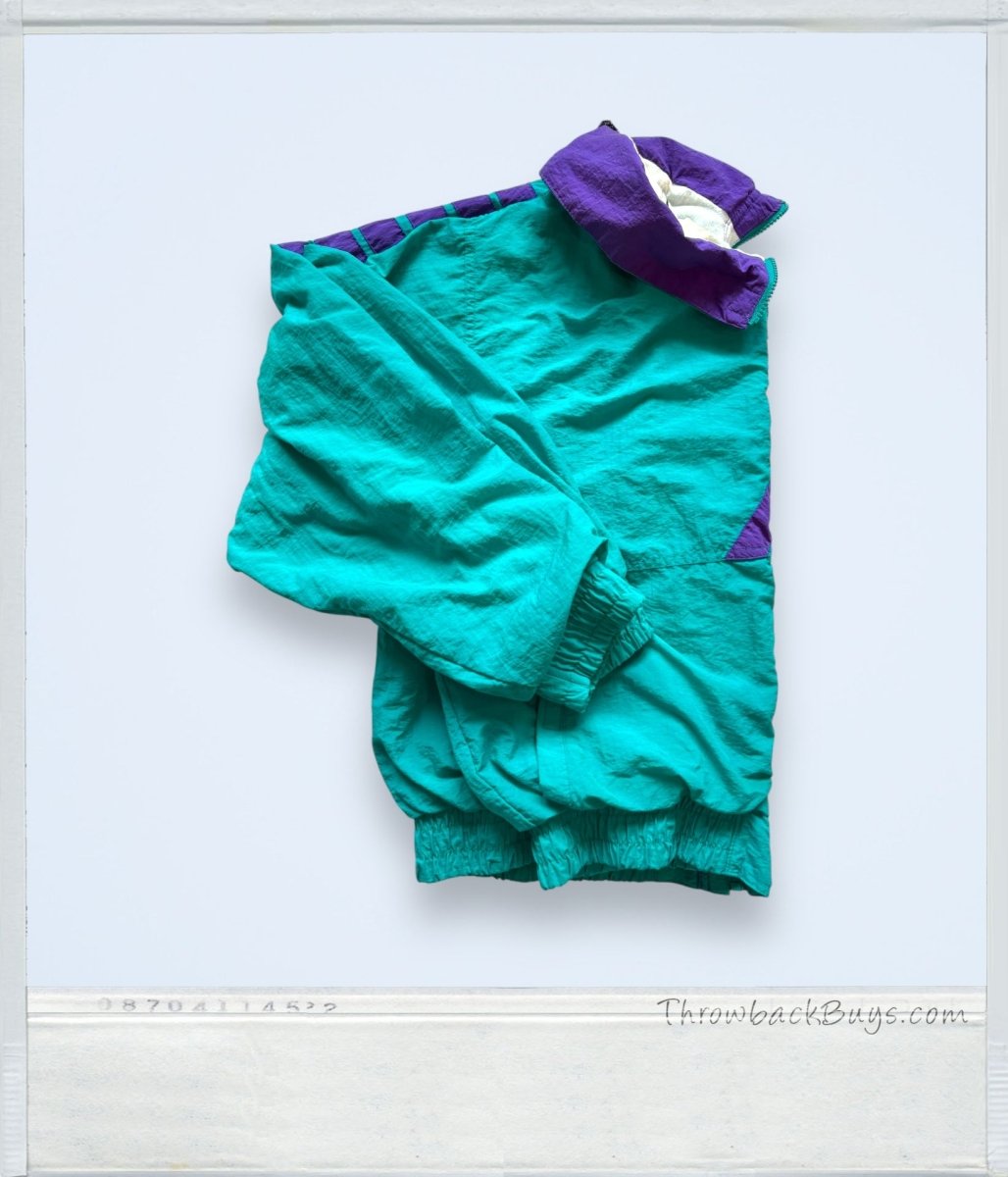 Vintage 90s DASH Windbreaker Jacket (Teal, Purple & Orange) L - Jackets - ThrowbackBuys - ThrowbackBuys