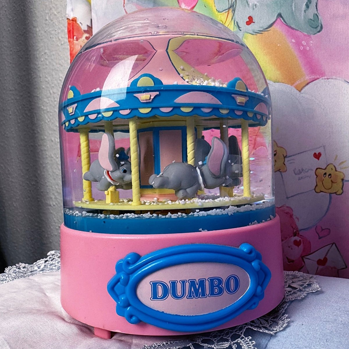 Vintage 90s Disney Dumbo Snow Globe with Music Box