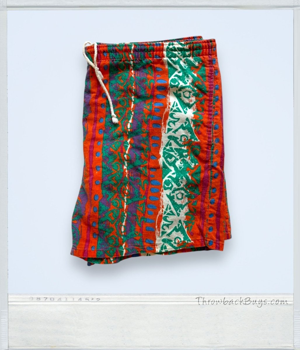 Vintage 90s: Trend Basics Printed Swim Trunks w/pockets - ThrowbackBuys - ThrowbackBuys