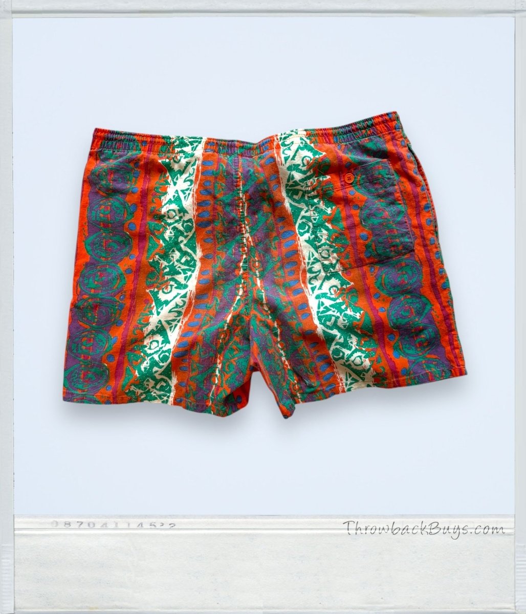 Vintage 90s: Trend Basics Printed Swim Trunks w/pockets - ThrowbackBuys - ThrowbackBuys