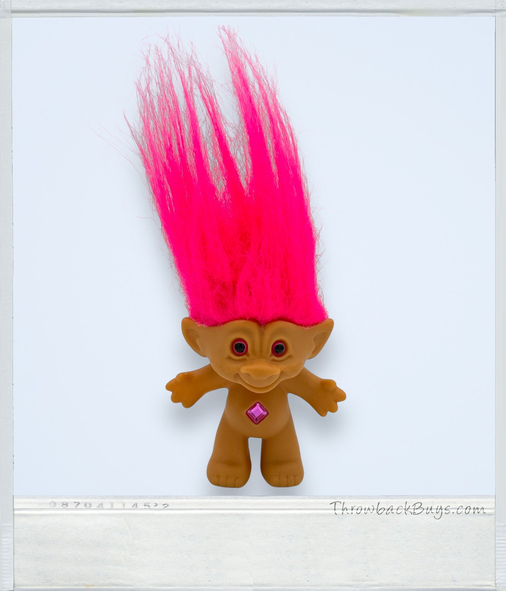 1990s - Ace Novelty 3" Troll Doll with Pink Hair and Belly Jewel