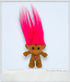 1990s - Ace Novelty 3" Troll Doll with Pink Hair and Belly Jewel