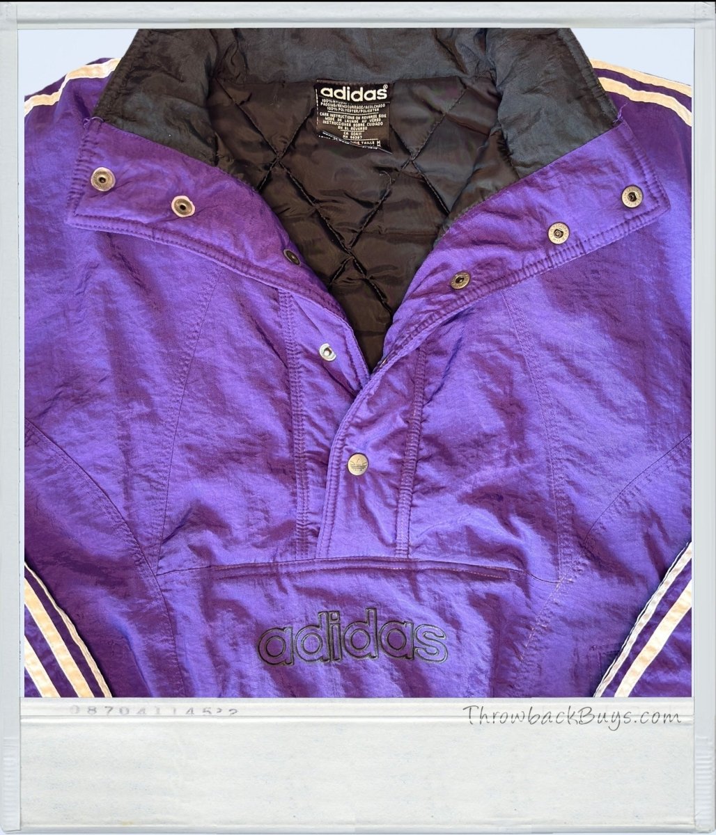Vintage - Adidas Pullover Puffer Jacket Purple Quilt - Lined Medium - Jackets - ThrowbackBuys - ThrowbackBuys