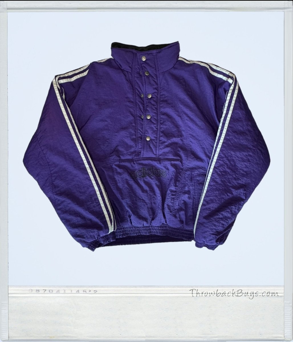 Vintage - Adidas Pullover Puffer Jacket Purple Quilt - Lined Medium - Jackets - ThrowbackBuys - ThrowbackBuys