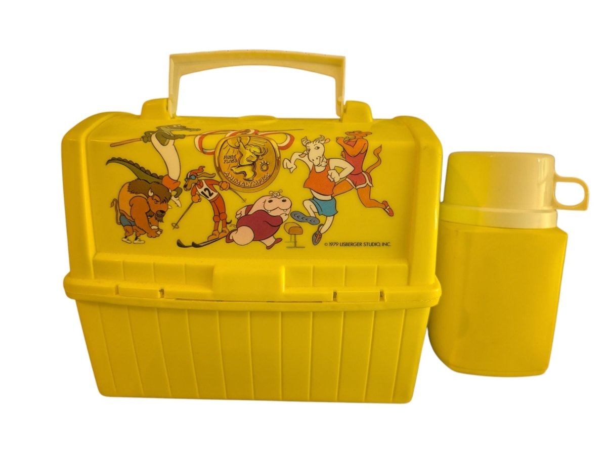 Vintage Animalympics Lisberger Studio Plastic Lunch Box + Thermos - (1979) - Lunchboxes - ThrowbackBuys -Slaqr Retro Gaming & Collectibles