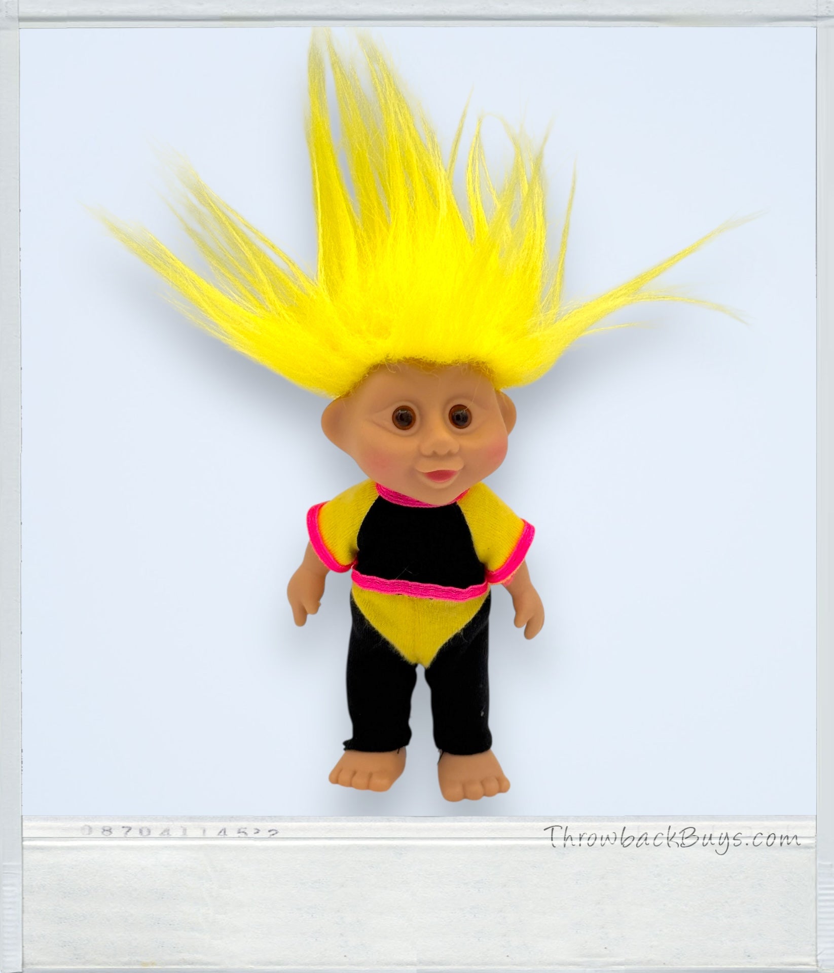 1992 - Applause Troll Doll w/Yellow Hair Black & Yellow Jumpsuit
