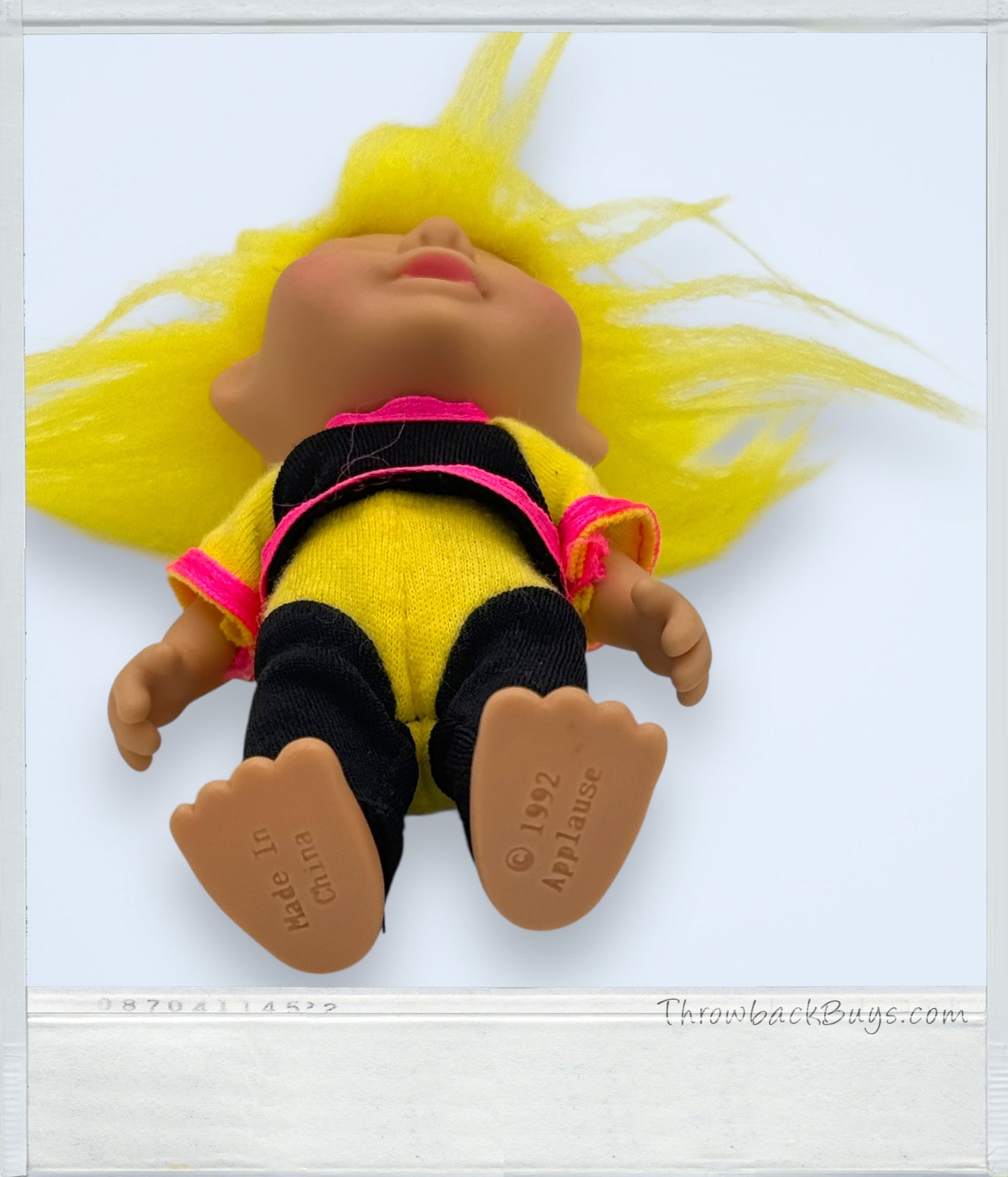 1992 - Applause Troll Doll w/Yellow Hair Black & Yellow Jumpsuit