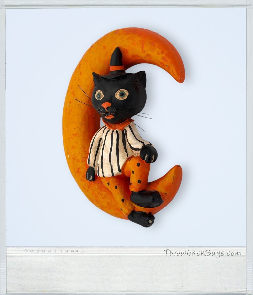 Vintage - Ashland Black Cat Orange Moon Halloween Wall Decor Cermaic - Decor - ThrowbackBuys - ThrowbackBuys