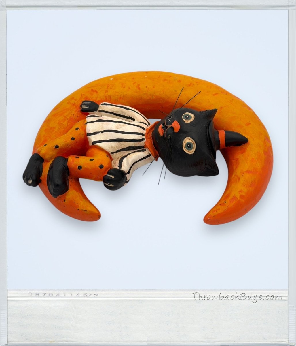 Vintage - Ashland Black Cat Orange Moon Halloween Wall Decor Cermaic - Decor - ThrowbackBuys - ThrowbackBuys