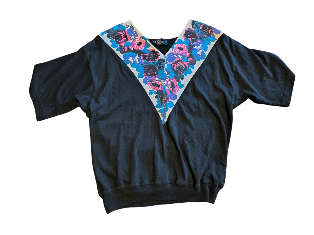 Vintage Black OHI Floral Top - T-Shirts - ThrowbackBuys - Shiznit