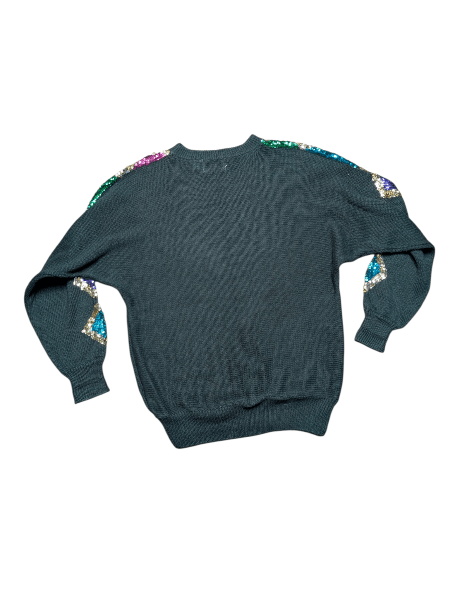 Vintage Black Sequin Sweater - Sweaters - ThrowbackBuys - Shiznit