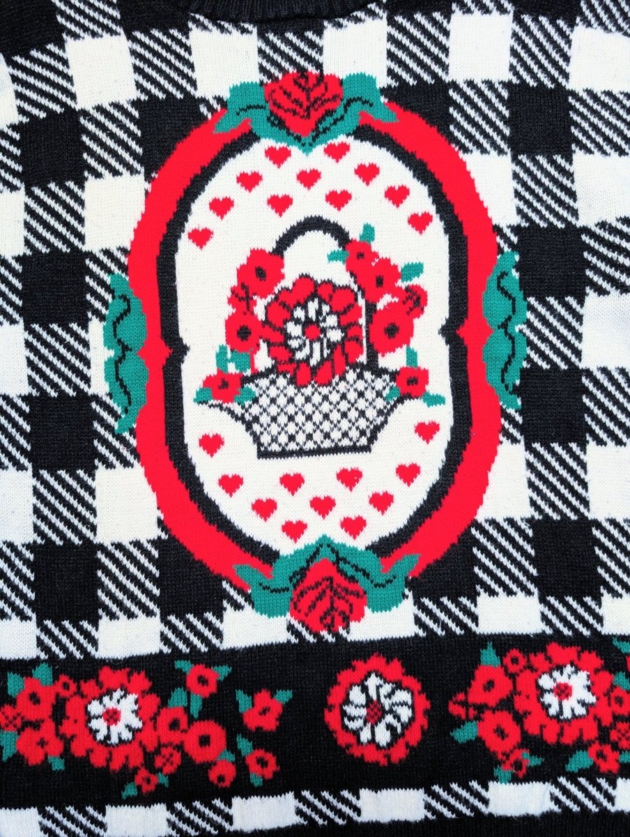 Vintage Carriage Court Flower Basket Sweater - Sweaters - ThrowbackBuys - Shiznit