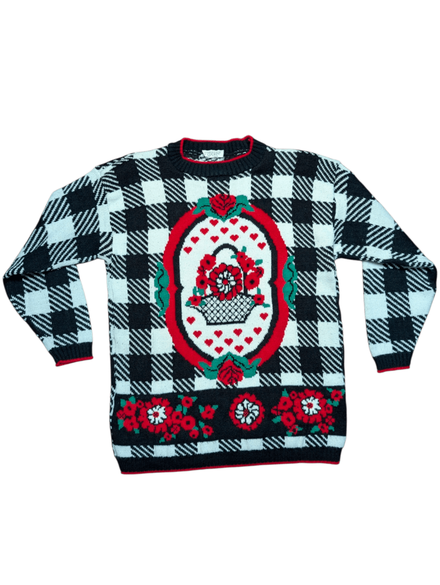 Vintage Carriage Court Flower Basket Sweater - Sweaters - ThrowbackBuys - Shiznit
