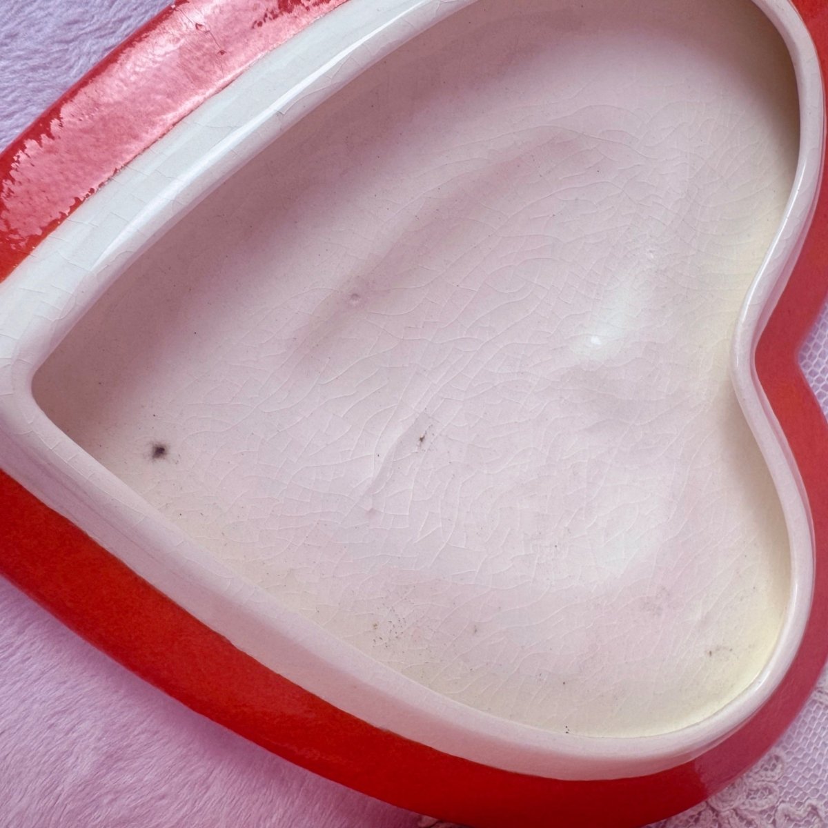 Vintage Ceramic Heart Trinket Box - Red and White 1980s Valentine - Decor - ThrowbackBuys - Starbunnyvintage
