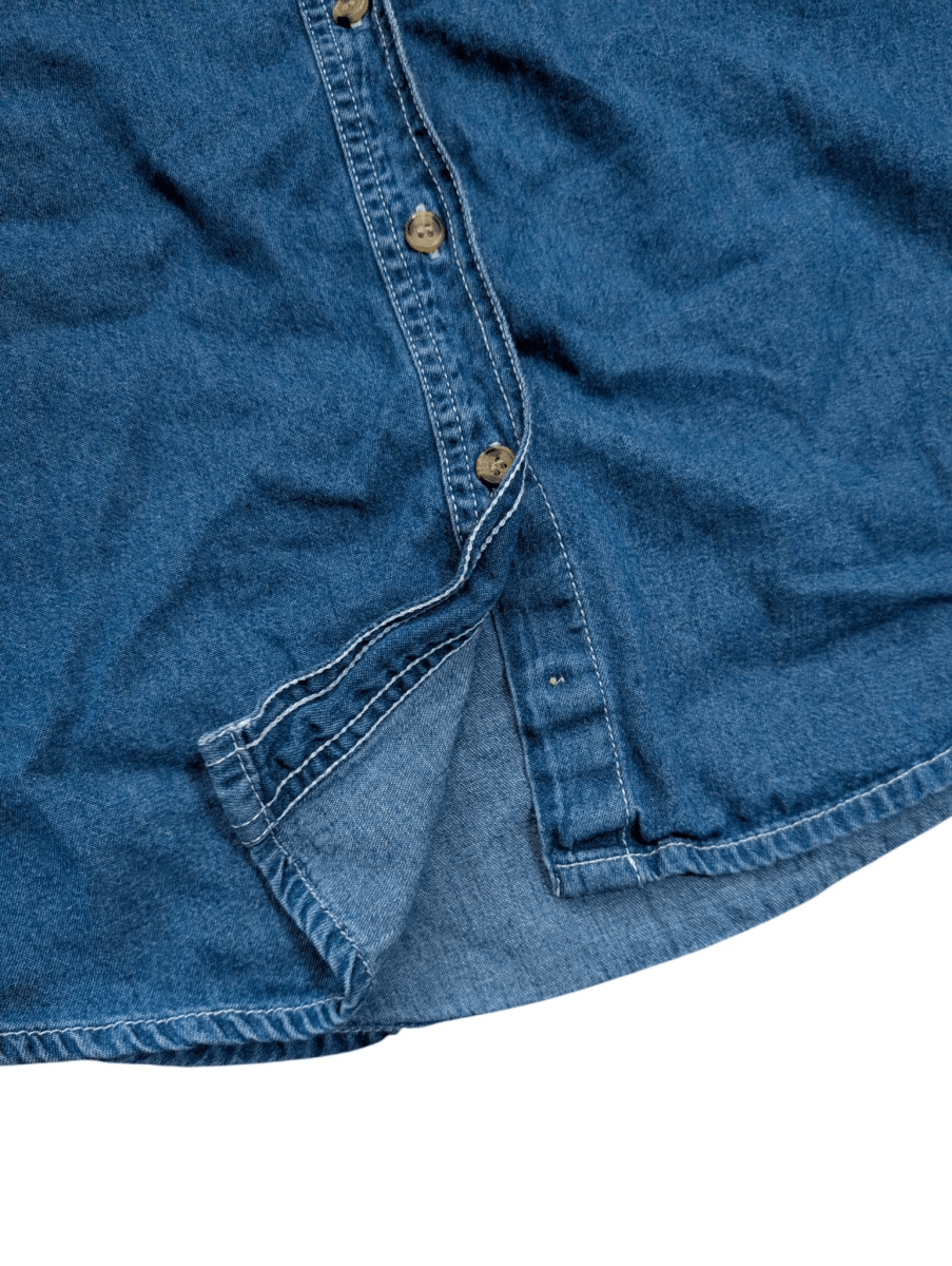 Vintage Christmas Embroidered Sara Studio Denim Shirt - Long Sleeve T-Shirt - ThrowbackBuys - Shiznit