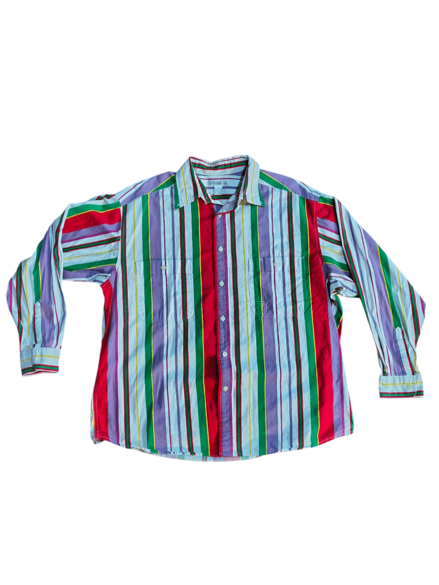 Vintage Claiborne Striped Long Sleeve Shirt - Long Sleeve T-Shirt - ThrowbackBuys - Shiznit