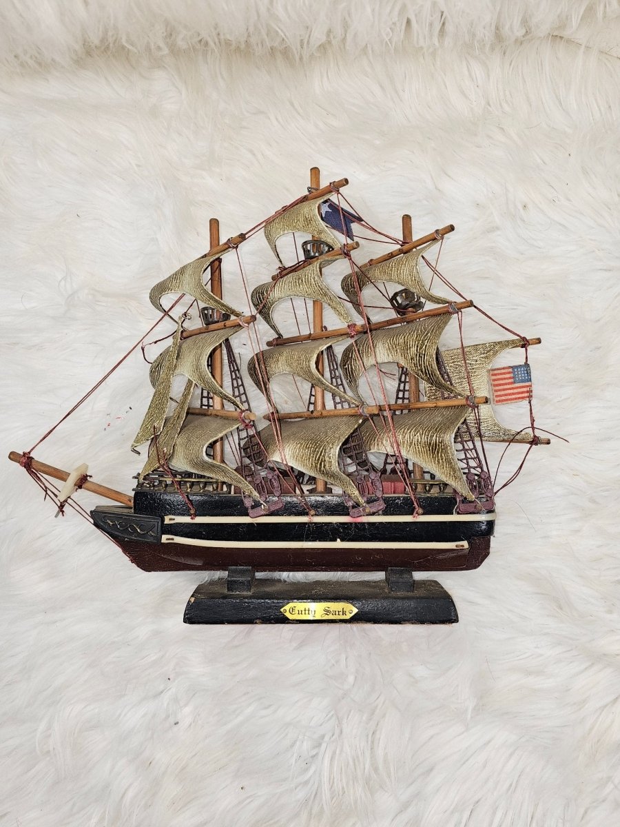 Vintage Cutty Sark Clipper Ship Wooden Model Rigging 14” L 13 H - Action Figures & Collectibles - ThrowbackBuys - The Thrifty Gypsyy Shop