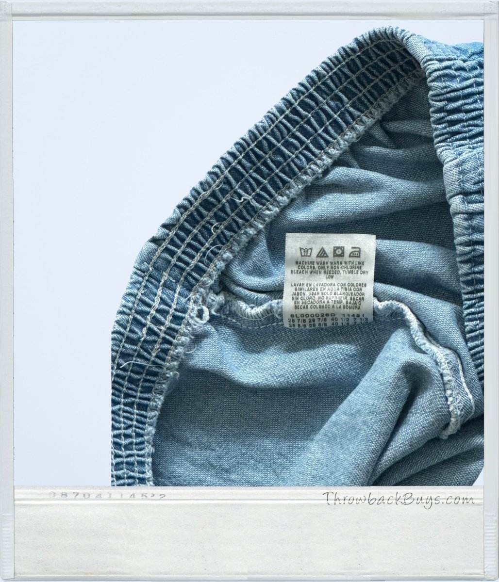 Vintage - Elastic High Waisted Medium Wash Denim Shorts Womens - Shorts - ThrowbackBuys - ThrowbackBuys