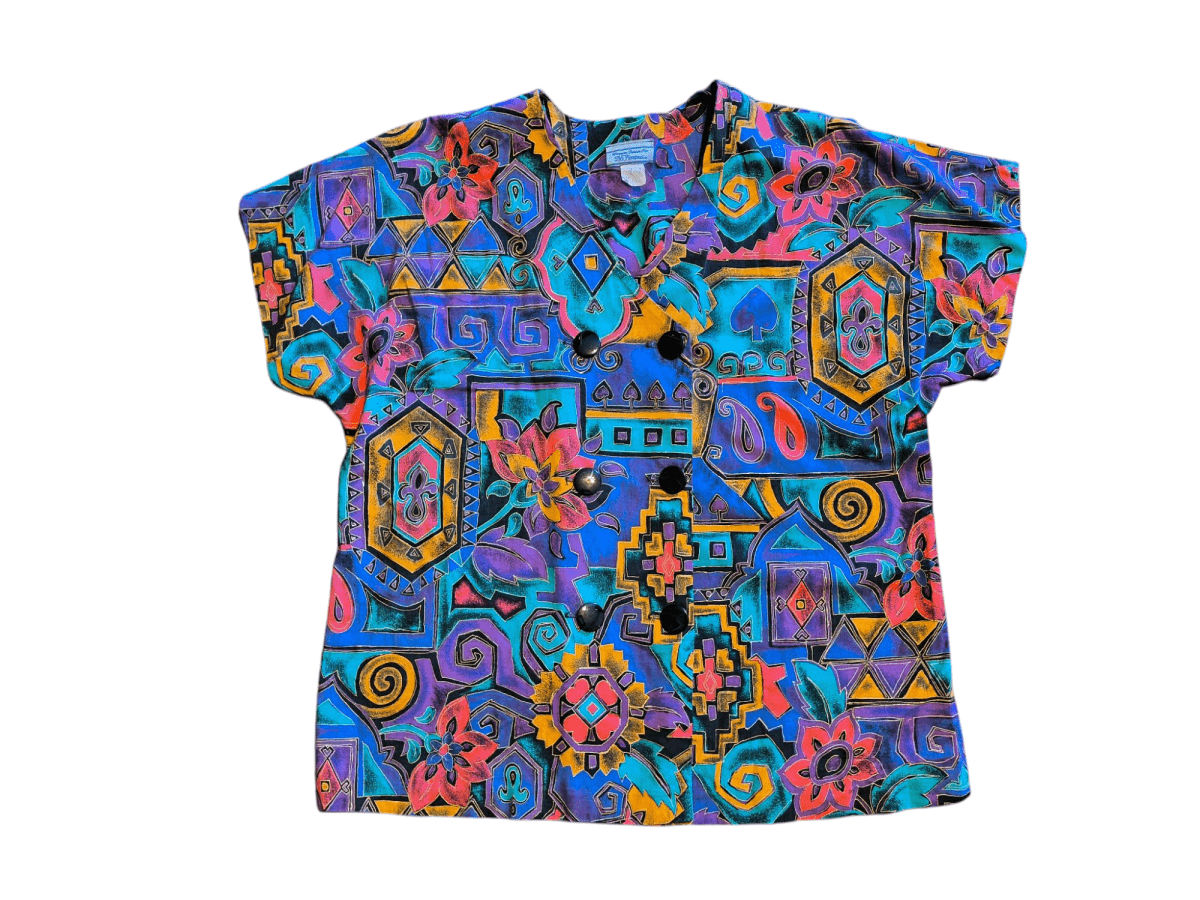 Vintage Global Village Coffeehouse Style Top - Shirts - ThrowbackBuys - Shiznit