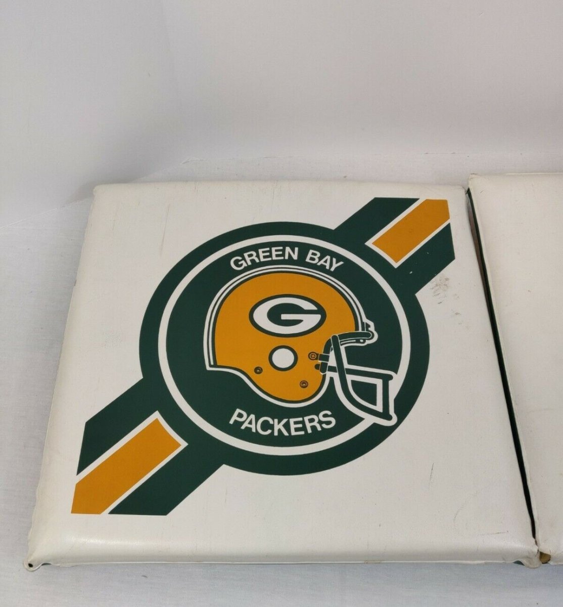 Vintage - Green Bay Packers Football (NFL) Seat Cushion Set of 2, White/Green - Sports Memorabilia - ThrowbackBuys - ResellerDoor