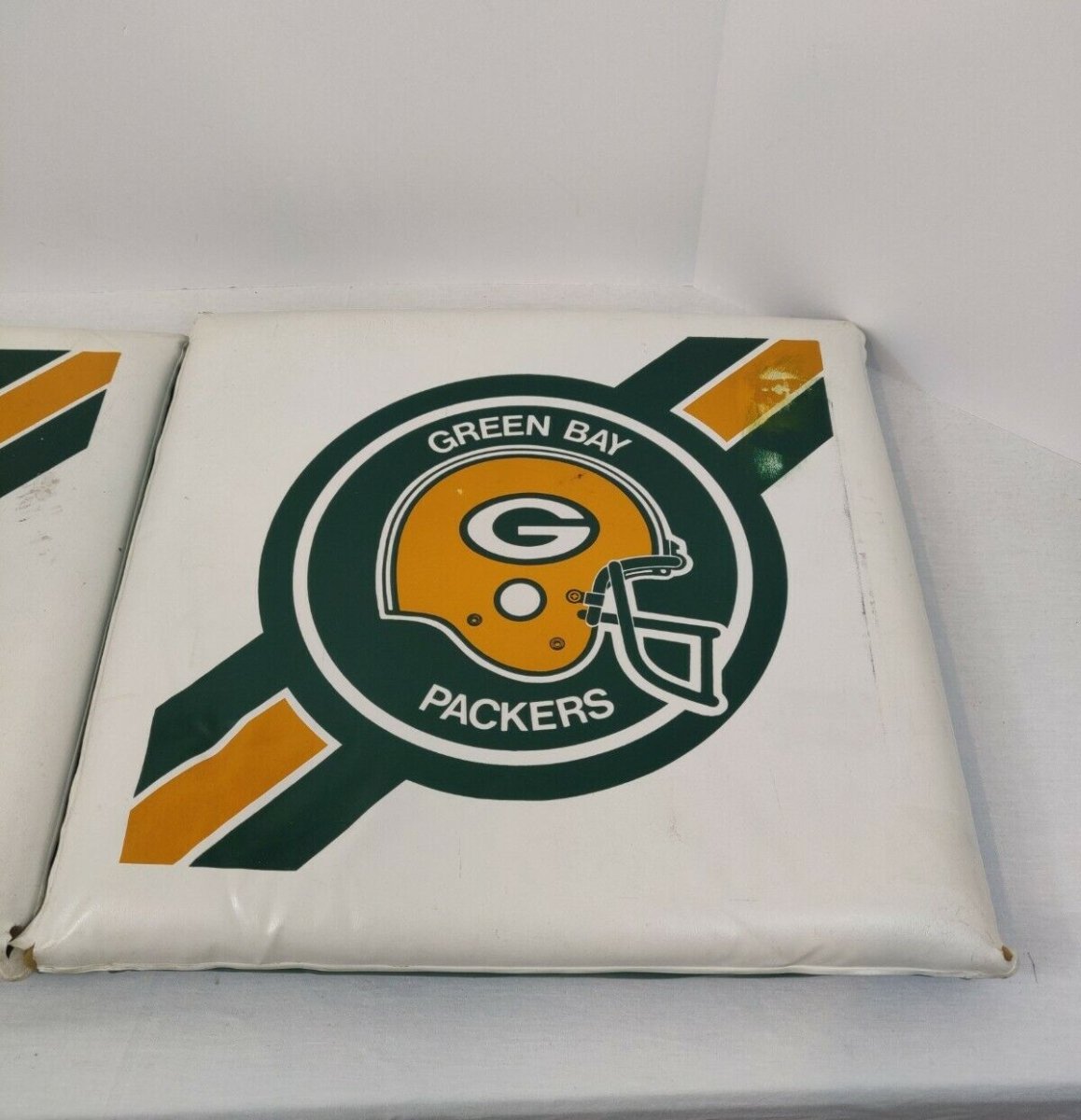 Vintage - Green Bay Packers Football (NFL) Seat Cushion Set of 2, White/Green - Sports Memorabilia - ThrowbackBuys - ResellerDoor