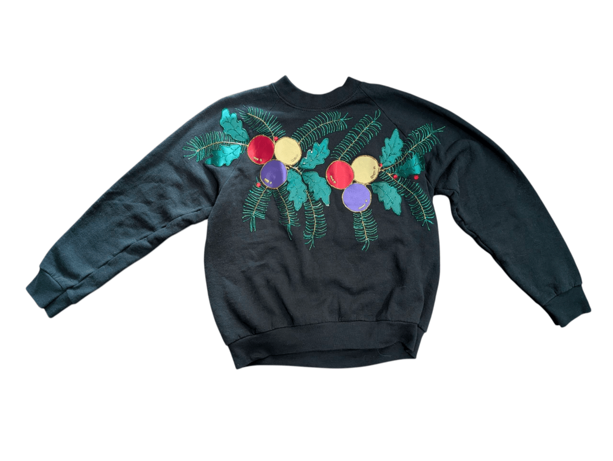 Vintage Green Painted Fruit of the Loom Christmas Sweater - Sweaters - ThrowbackBuys - Shiznit