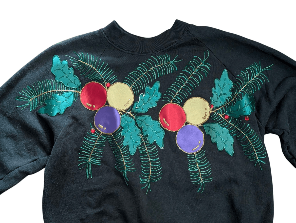 Vintage Green Painted Fruit of the Loom Christmas Sweater - Sweaters - ThrowbackBuys - Shiznit
