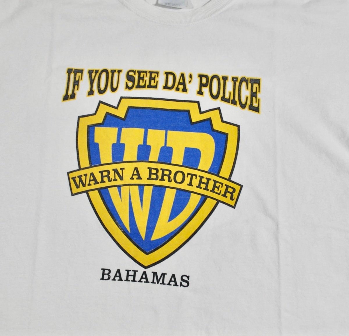 Vintage - If You See Da Police Warn a Brother Bahamas Shirt - Large - T-Shirts - ThrowbackBuys -Yesterday's Attic