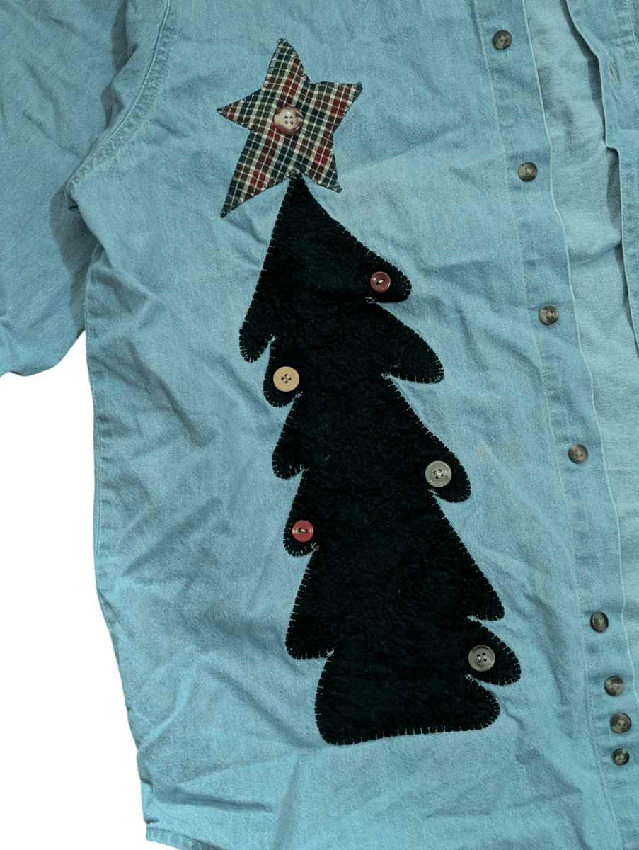 Vintage Jerzees Denim Snowman Long Sleeve Shirt - Long Sleeve T-Shirt - ThrowbackBuys - Shiznit