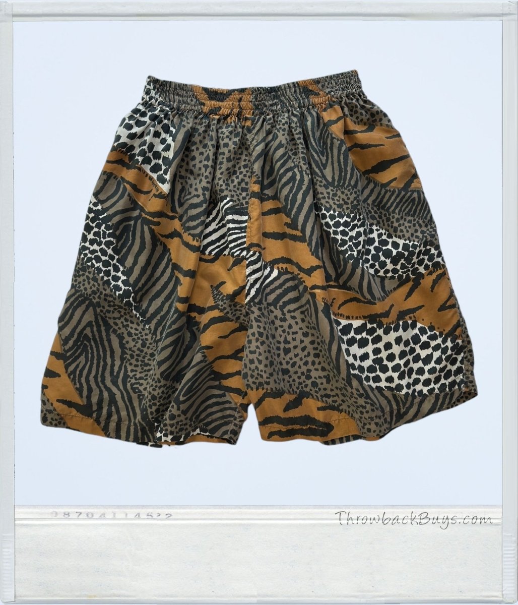 Vintage - Karen Hart Animal Print Womens Silk Shirt & Short Set Medium - Outfit Sets - ThrowbackBuys - ThrowbackBuys