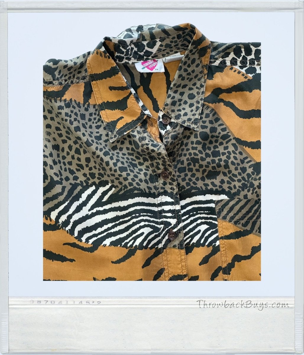 Vintage - Karen Hart Animal Print Womens Silk Shirt & Short Set Medium - Outfit Sets - ThrowbackBuys - ThrowbackBuys