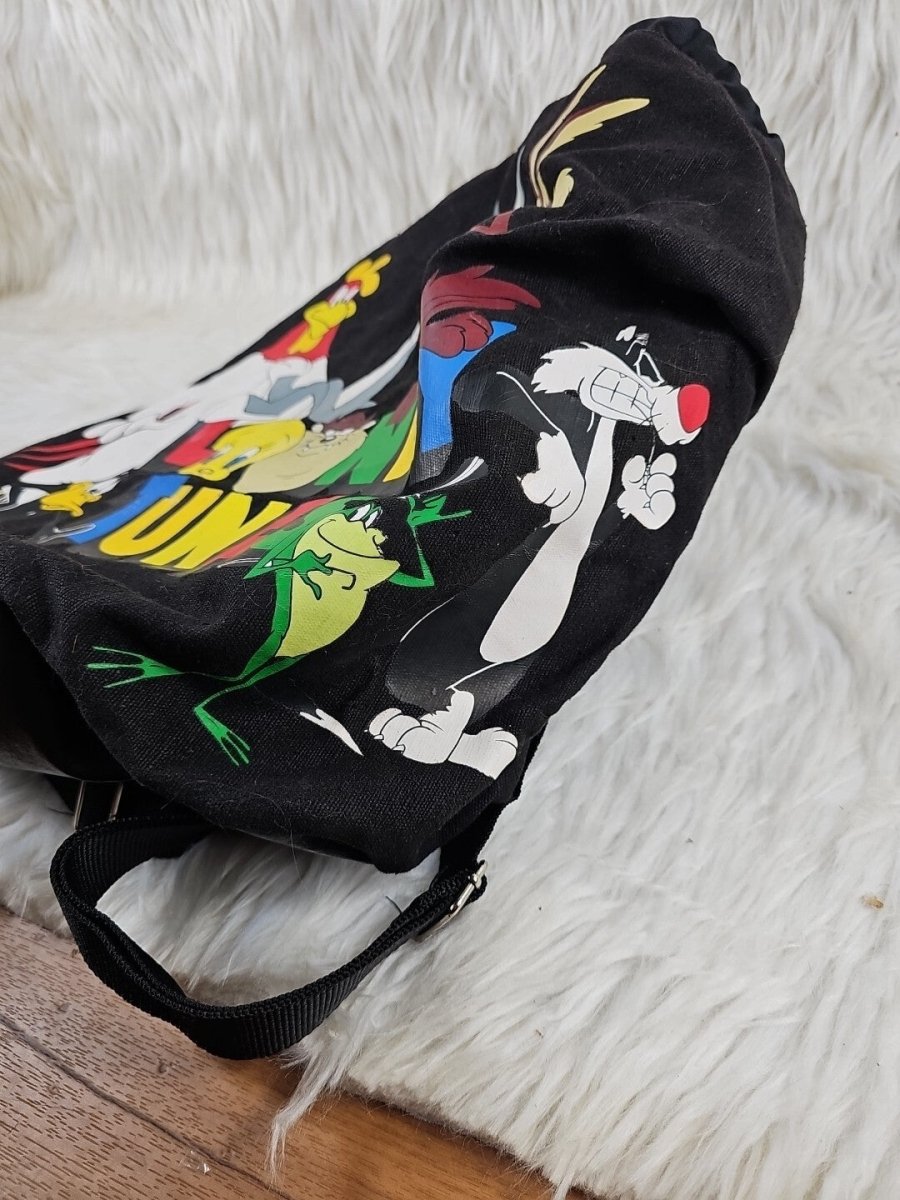 Vintage Looney Tunes WB Backpack Bag Black 90s y2K All Characters Toon Squad - Backpack - ThrowbackBuys - The Thrifty Gypsyy Shop