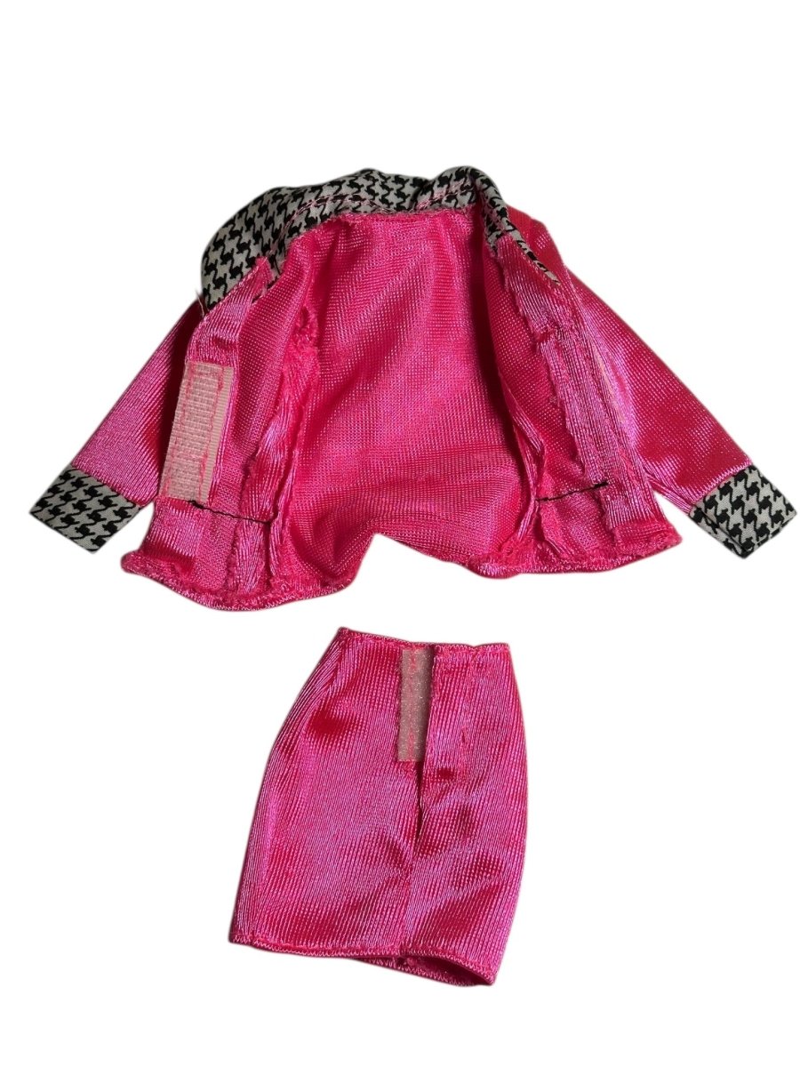 Vintage Mattel Barbie Working Pink Houndstooth Blazer Suit Jacket Skirt Set - 1993 - Dolls - ThrowbackBuys - Abunnysvintageco