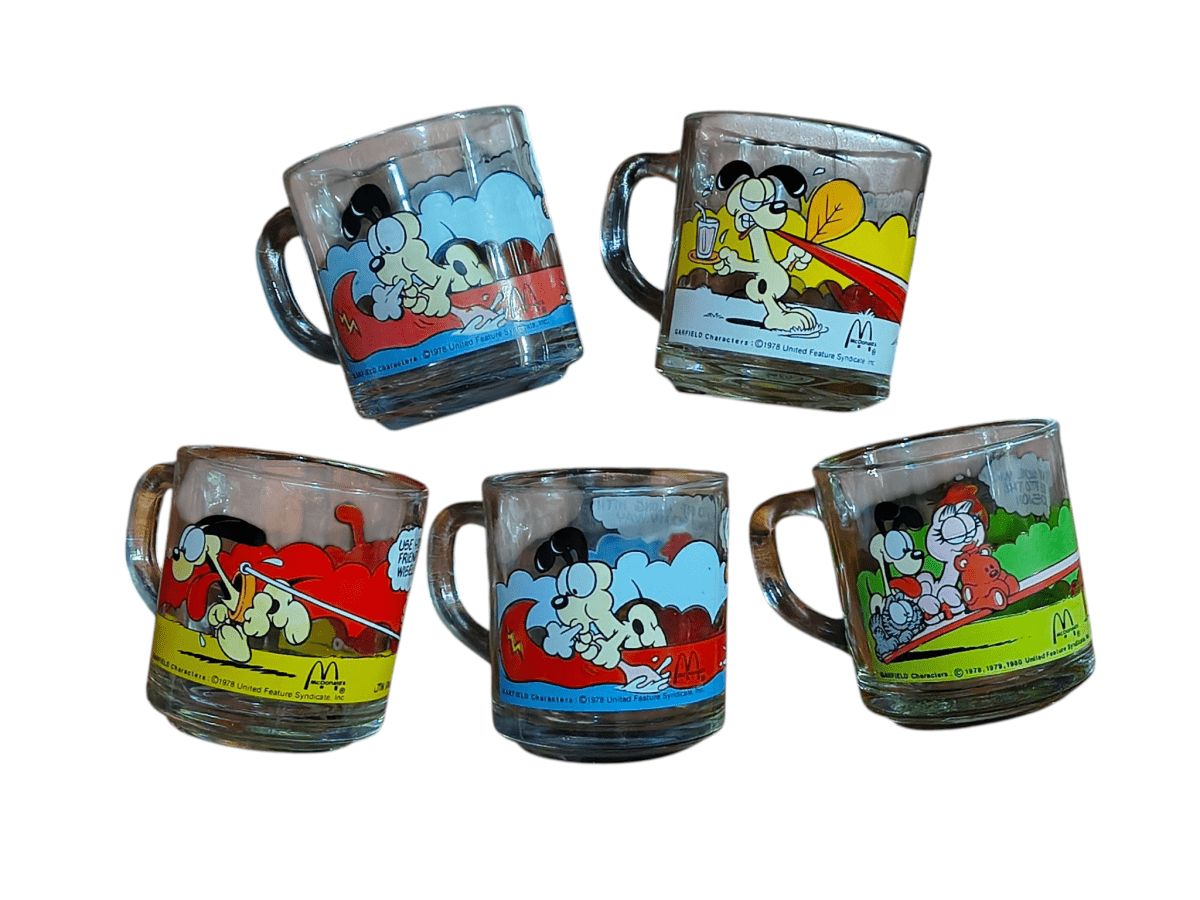 Vintage McDonalds Garfield Glass Mugs - BUNDLE - Collectible Cups - ThrowbackBuys - Shiznit