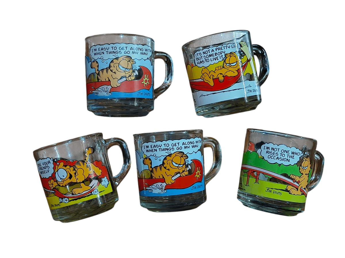 Vintage McDonalds Garfield Glass Mugs - BUNDLE - Collectible Cups - ThrowbackBuys - Shiznit