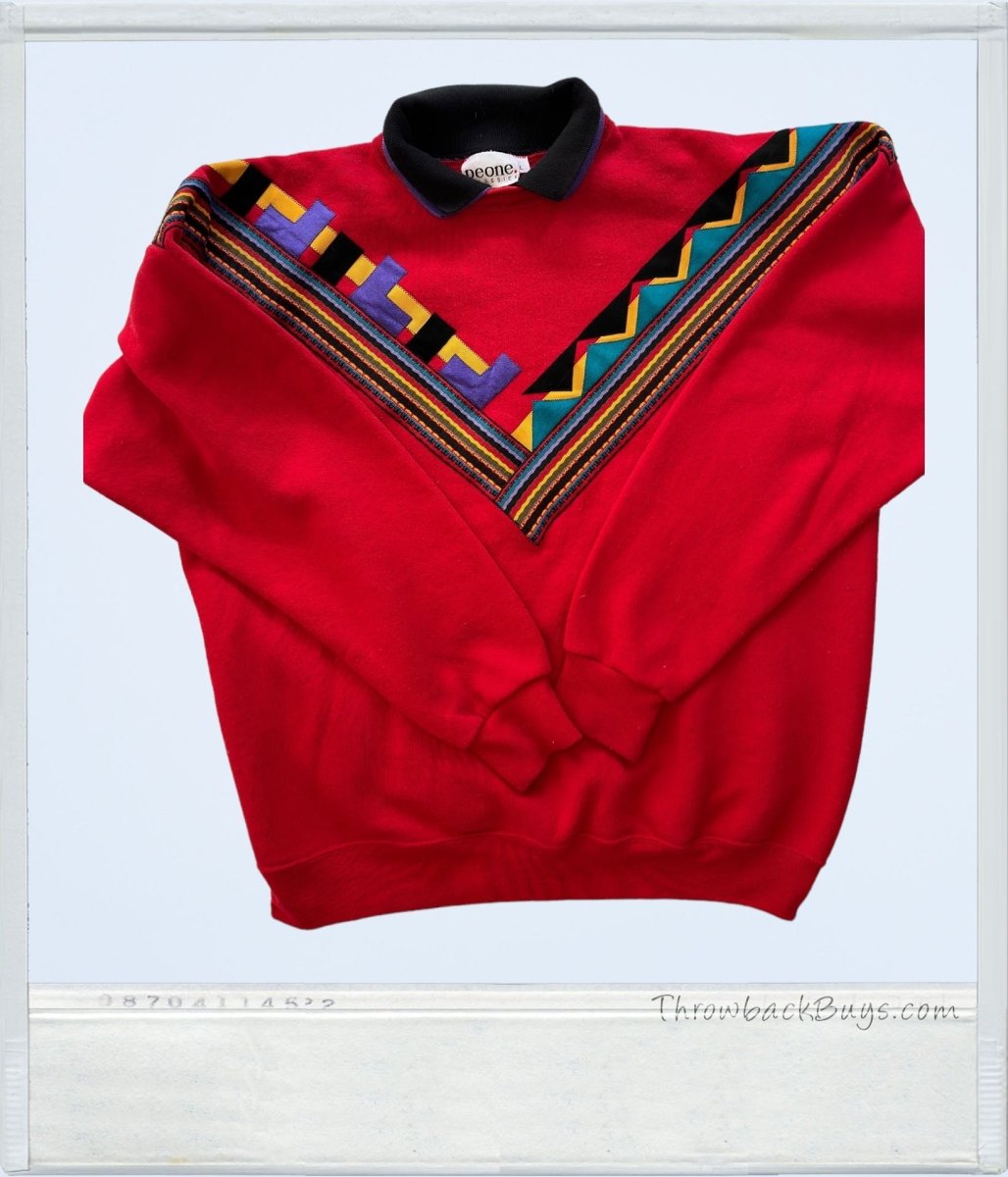 Vintage - Peone Classics 90s Style Collared Crewneck XL - RARE - Shirts - ThrowbackBuys - ThrowbackBuys