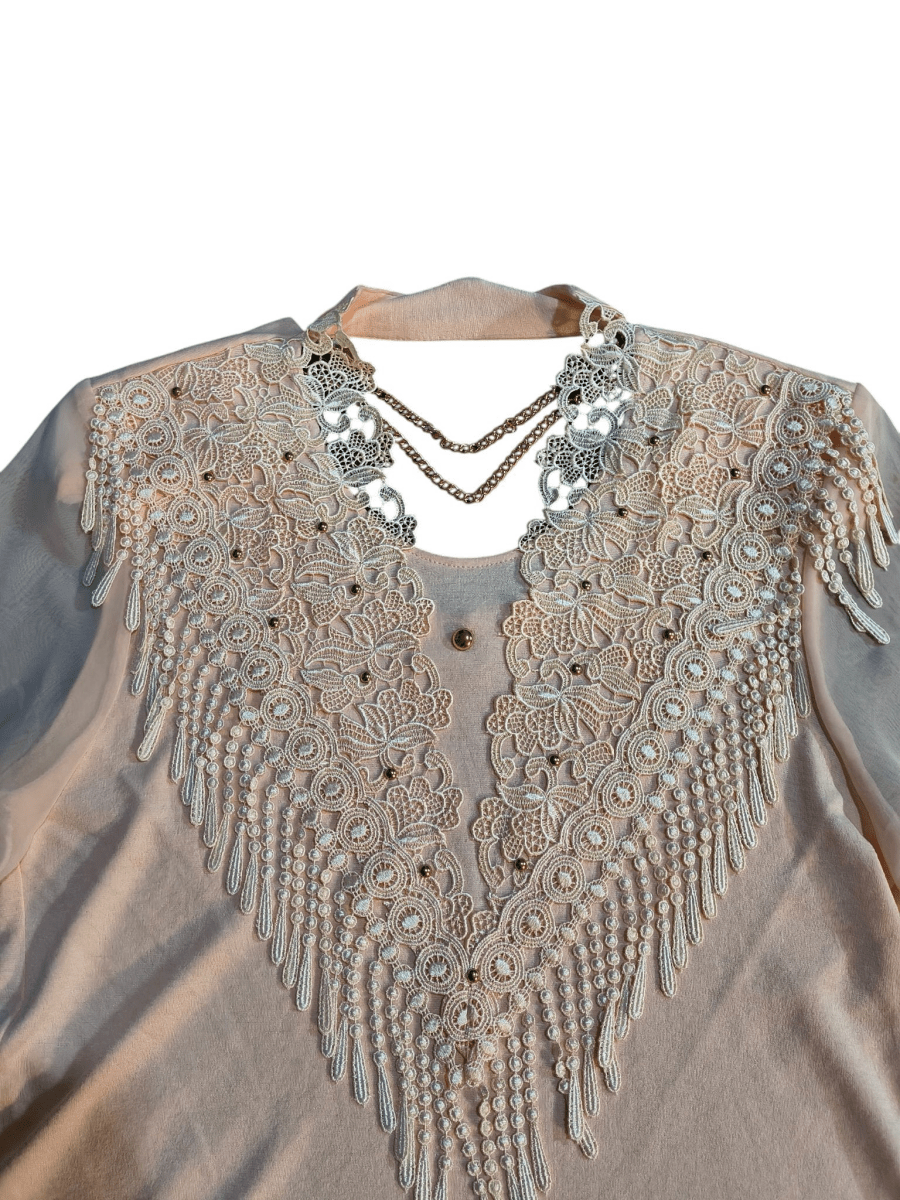 Vintage Pink Lace Tassel Shirt - Shirts - ThrowbackBuys - Shiznit