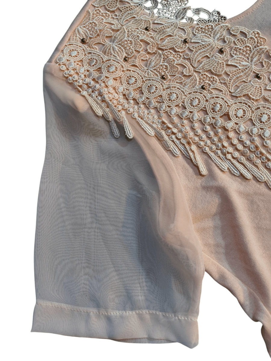 Vintage Pink Lace Tassel Shirt - Shirts - ThrowbackBuys - Shiznit