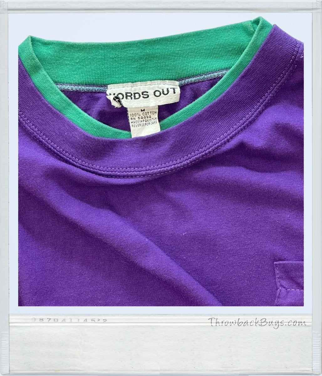 Vintage - Purple Crop T-Shirt w/Turquoise Collar Medium - T-Shirts - ThrowbackBuys - ThrowbackBuys