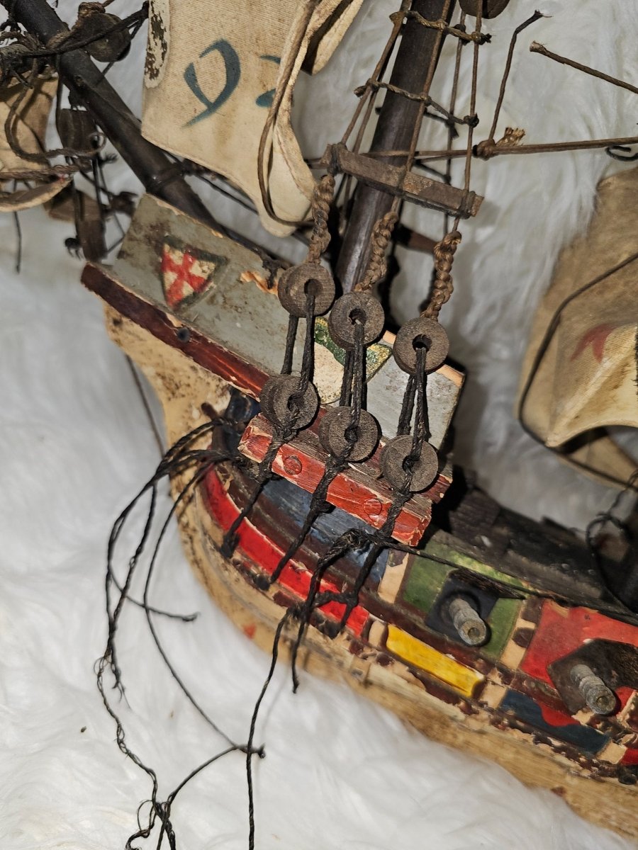 Vintage Rare Folk Art Santa Maria Ship handcrafted by MASTER artisan - Action Figures & Collectibles - ThrowbackBuys - The Thrifty Gypsyy Shop