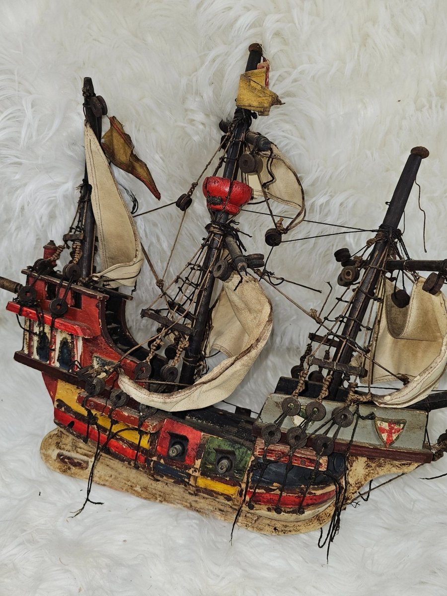 Vintage Rare Folk Art Santa Maria Ship handcrafted by MASTER artisan - Action Figures & Collectibles - ThrowbackBuys - The Thrifty Gypsyy Shop