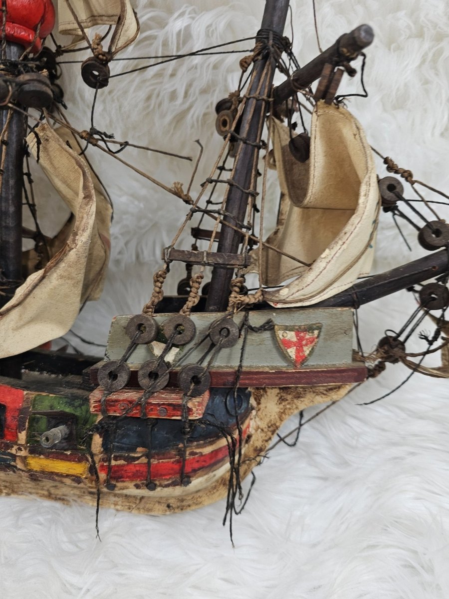 Vintage Rare Folk Art Santa Maria Ship handcrafted by MASTER artisan - Action Figures & Collectibles - ThrowbackBuys - The Thrifty Gypsyy Shop