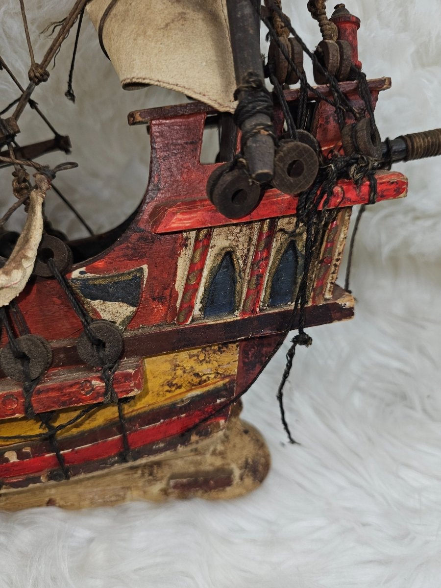 Vintage Rare Folk Art Santa Maria Ship handcrafted by MASTER artisan - Action Figures & Collectibles - ThrowbackBuys - The Thrifty Gypsyy Shop