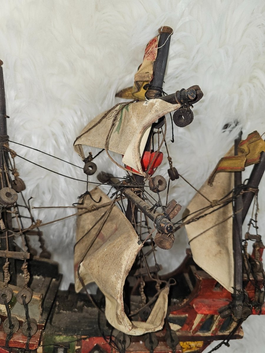 Vintage Rare Folk Art Santa Maria Ship handcrafted by MASTER artisan - Action Figures & Collectibles - ThrowbackBuys - The Thrifty Gypsyy Shop