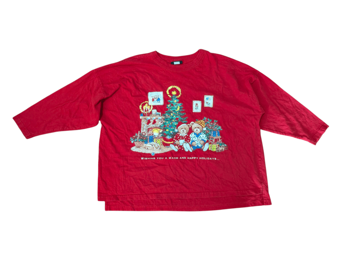 Vintage Red Tompkins Avenue Christmas Shirt - Long Sleeve T-Shirt - ThrowbackBuys - Shiznit