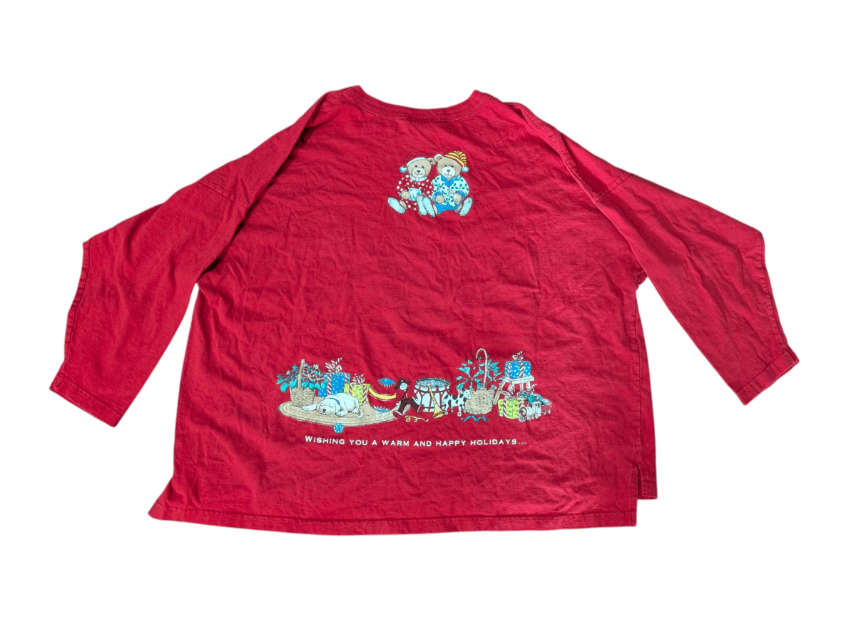 Vintage Red Tompkins Avenue Christmas Shirt - Long Sleeve T-Shirt - ThrowbackBuys - Shiznit